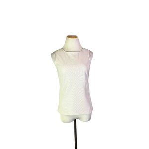 Etcetera Size 0 Black White Sleeveless Top Leather Panels Back Zip